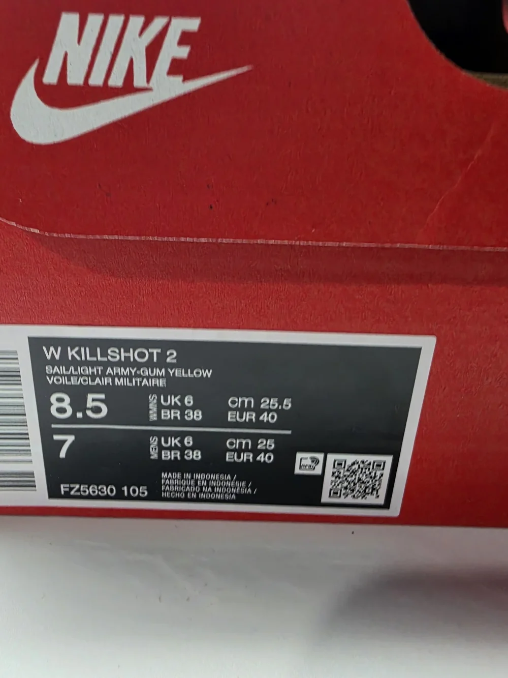 Nike Killshot 2 Leather Sail Light Army Gum Yellow Sneakers Womens 8.5 Eu40 - Picture 2 of 10